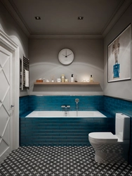 Дизайн ванной синий серый