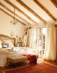 Beams in the bedroom interior