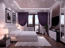Bedroom design 17 sq m rectangular with balcony