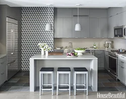 Light Gray Tiles In The Kitchen Interior
