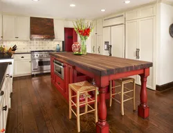 Дизайн кухни красное дерево
