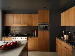 Black Wooden Kitchen Interior