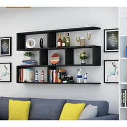 Design of open shelves in the living room