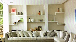 Design Of Open Shelves In The Living Room