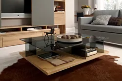 Coffee table in the living room interior