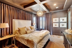 Bedroom Interior With Brown Ceiling Photo