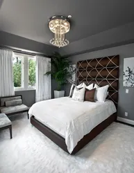 Bedroom interior with brown ceiling photo