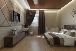 Bedroom interior with brown ceiling photo