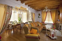 Living Room Wooden House In Provence Style Photo