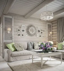 Living Room Wooden House In Provence Style Photo