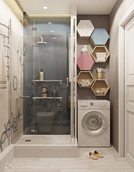 Bathroom design with shower and washing machine