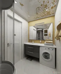 Фото ванной комнаты с душевой кабиной стиральной машиной без унитаза