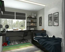 Interior of a bright bedroom for a teenager