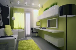 Interior of a bright bedroom for a teenager