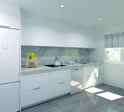 White Kitchen With Gray Countertop Photo