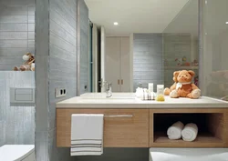 Bath Design Gray Tiles With Wood
