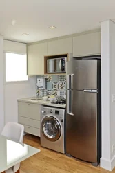 Photo small corner kitchens with refrigerator and washing machine