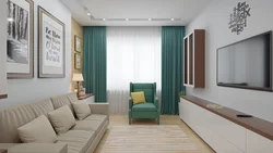 Rectangular bedroom living room photo