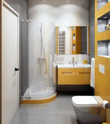 Аралас ванна мен дәретхананың интерьеріндегі душ кабинасы