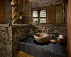 Интерьер ванной с камнем фото