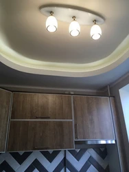 Photo of a stretch ceiling in a kitchen in Khrushchev