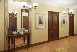 Hallway interior with brown doors photo