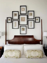 How to hang photos in the bedroom