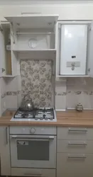 Kitchen in Khrushchev with a column design photo 5 sq.m.