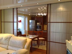 Interior With Sliding Doors Kitchen With Living Room