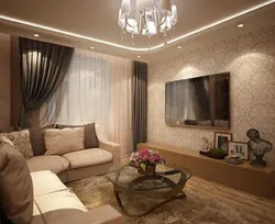Living room design 18 sq m rectangular in modern style photo