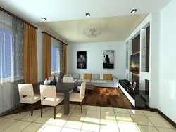 Design Living Room And Kitchen In One Room With One Window