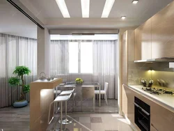 Современный дизайн кухня гостиная с балконом