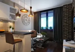 Modern design kitchen living room with balcony