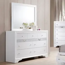 Chest of drawers with mirror in bedroom interior photo