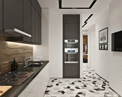 Interior tiles on the floor kitchen corridor photo