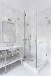 Mərmər kafel duş ilə vanna otağı dizaynı