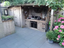 Summer kitchen in the yard photo