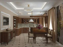 Interior Of A Kitchen Living Room In A House In A Classic Style