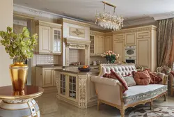 Classic Kitchen Living Room Design In Light Colors Photo