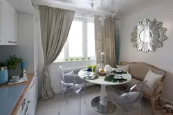 Photo interior of a small kitchen with a round table