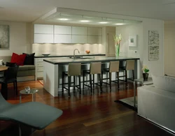 Low ceiling in the kitchen design photo