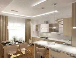 Kitchen living room in beige tones photo