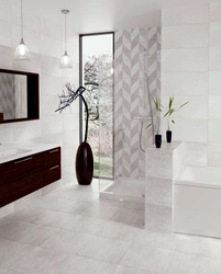 Birch ceramic tiles in the bathroom interior