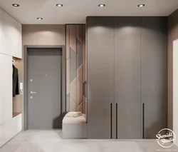 Beautiful sliding wardrobes in the hallway in a modern style photo