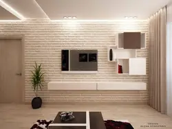 Дизайн гостиной с кирпичом на одной стене