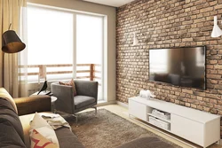 Living room design with brick on one wall
