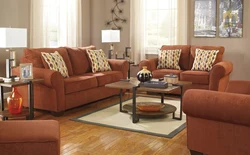 Living room red sofa photo