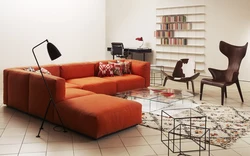 Living room red sofa photo