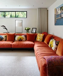 Living room red sofa photo