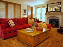 Гостиная рыжий диван фото